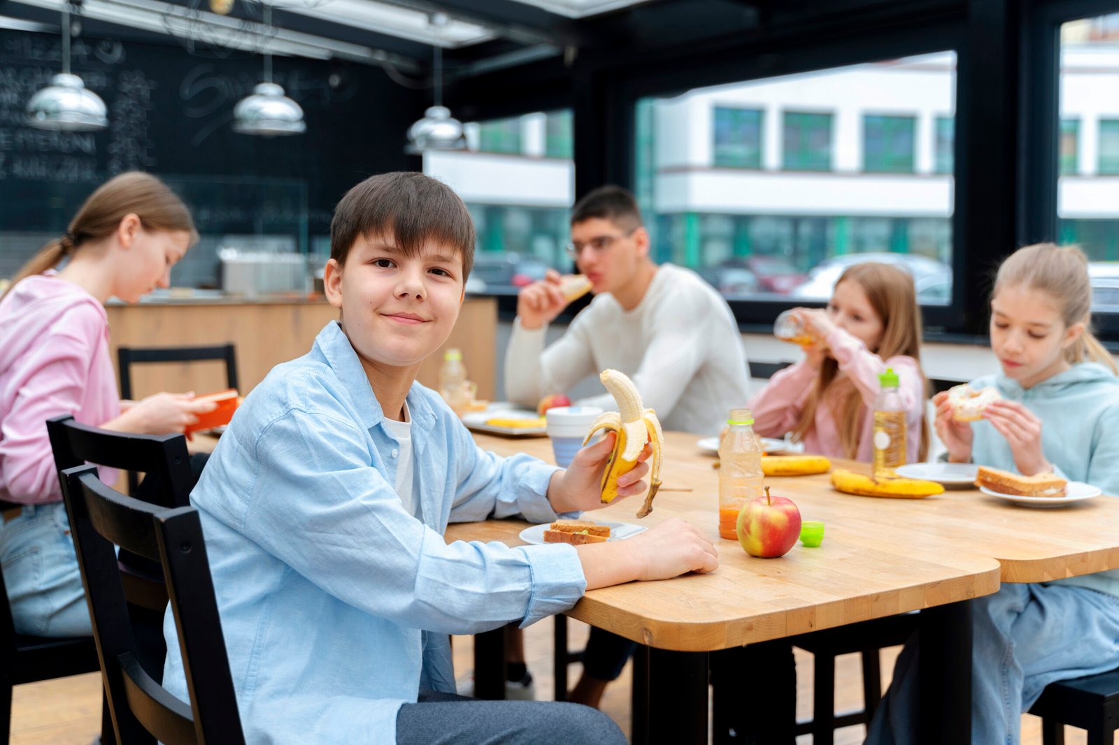 students having lunch canteen scaled